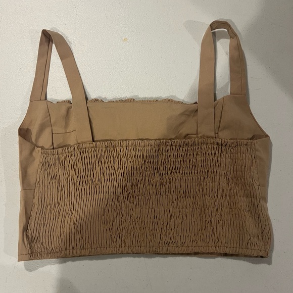 Tan Ruched Crop Top - Picture 2 of 2